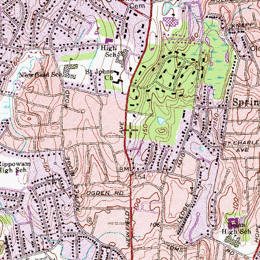 Topographic Map of Union Baptist Church, CT