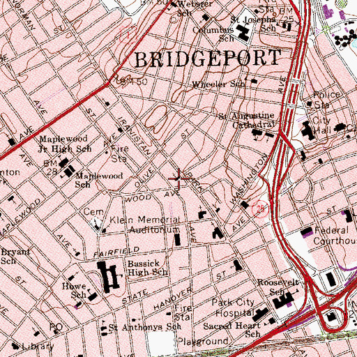 Topographic Map of United Congregational Church, CT