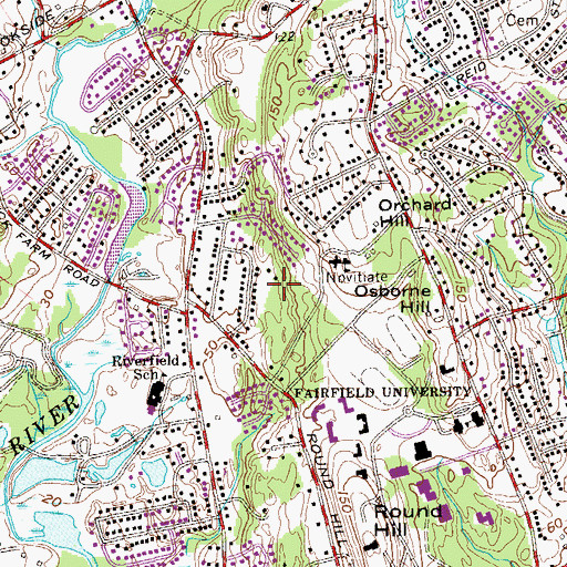Topographic Map of University Field, CT