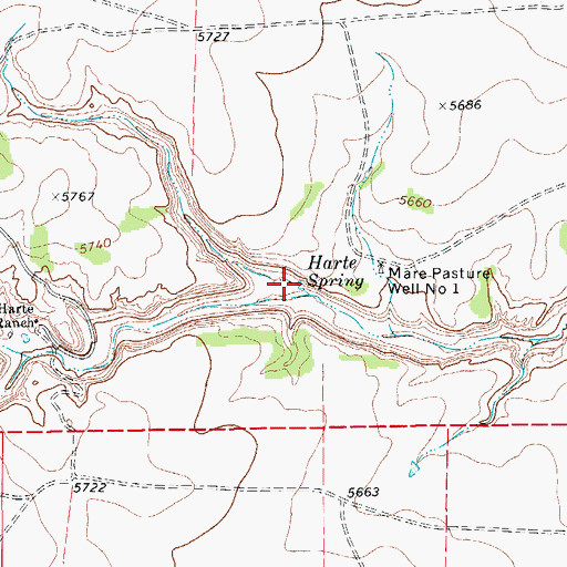 Topographic Map of Harte Spring, CO