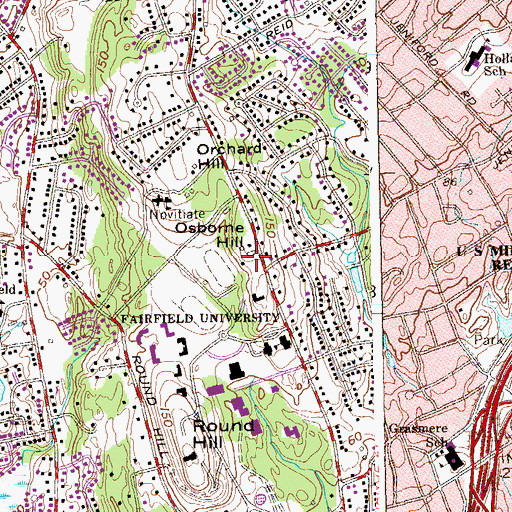 Topographic Map of University of Fairfield Media Center, CT