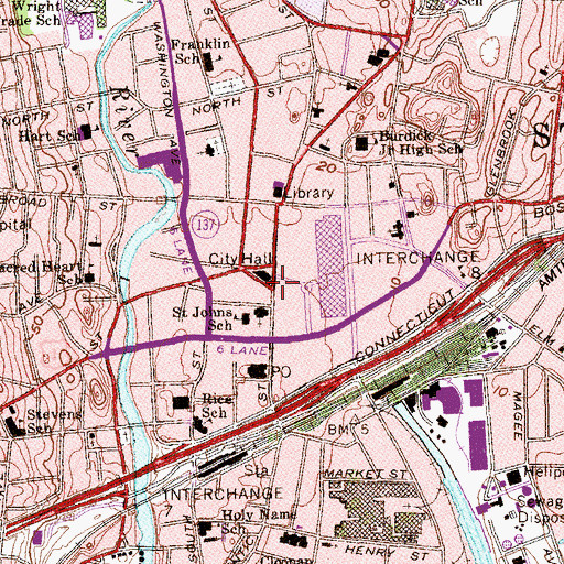 Topographic Map of Veterans Park, CT