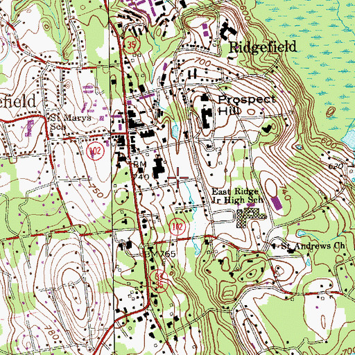 Topographic Map of Veterans Park, CT