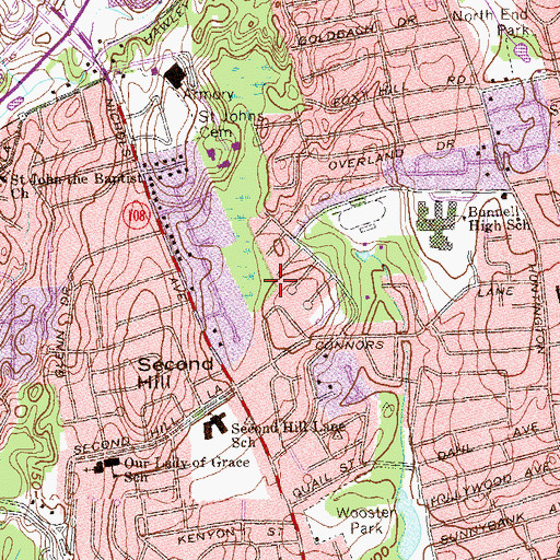 Topographic Map of Veterans Park, CT