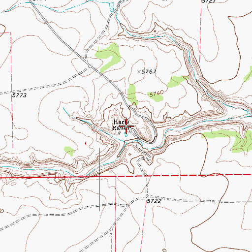 Topographic Map of Harte Ranch, CO
