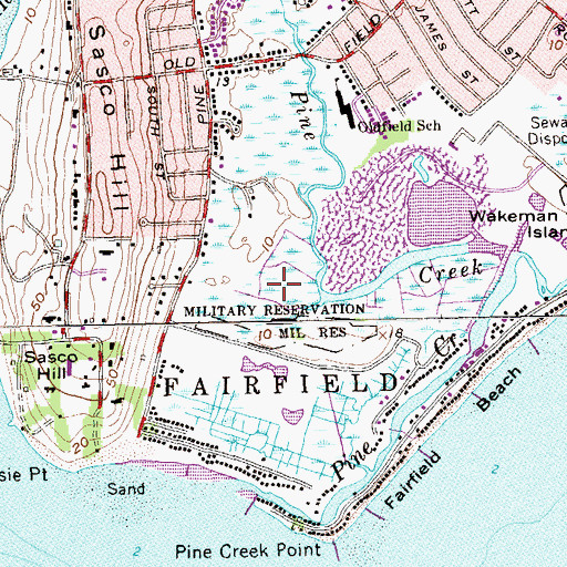 Topographic Map of Veterans Park, CT