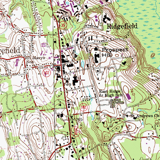 Topographic Map of Veterans Park Elementary School, CT