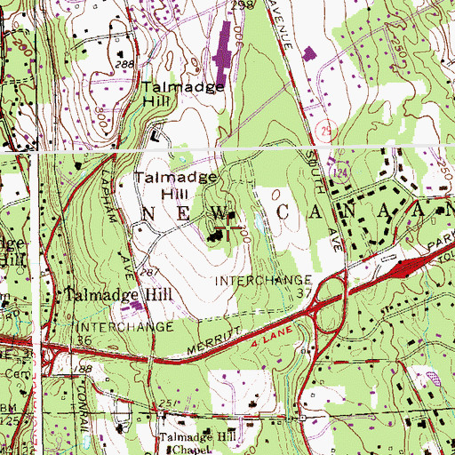 Topographic Map of Waveny Park, CT