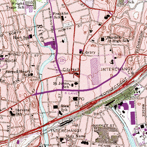 Topographic Map of Webbs Tavern, CT