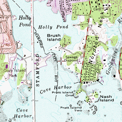 Topographic Map of Weed Beach, CT