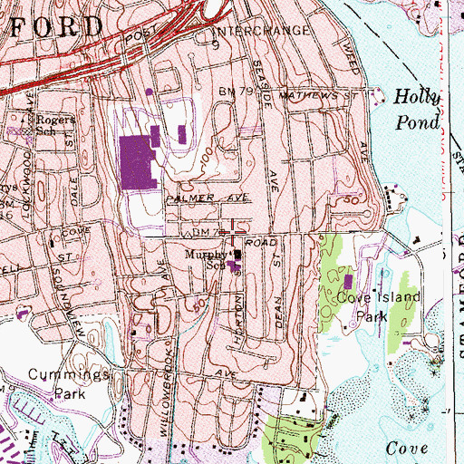 Topographic Map of Westcott (historical), CT
