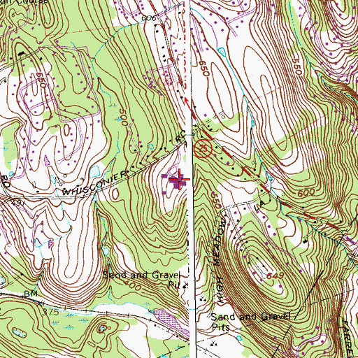 Topographic Map of Whisconier Middle School, CT