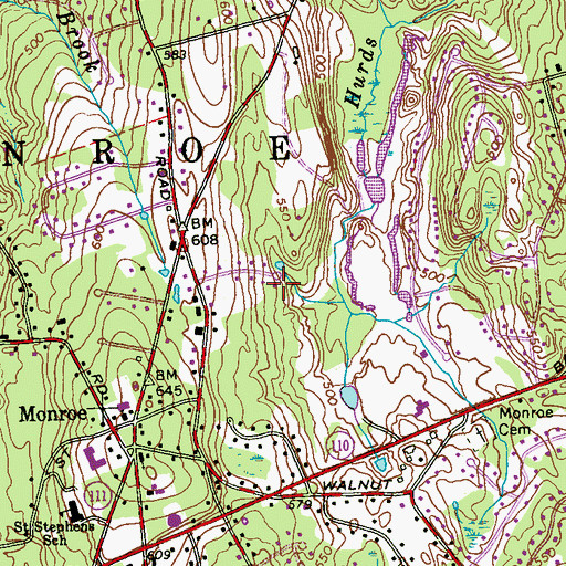 Topographic Map of Whitney Farms Golf Club, CT