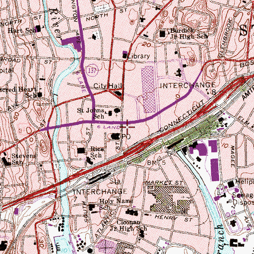 Topographic Map of Whitney Museum of American Art at Champion, CT