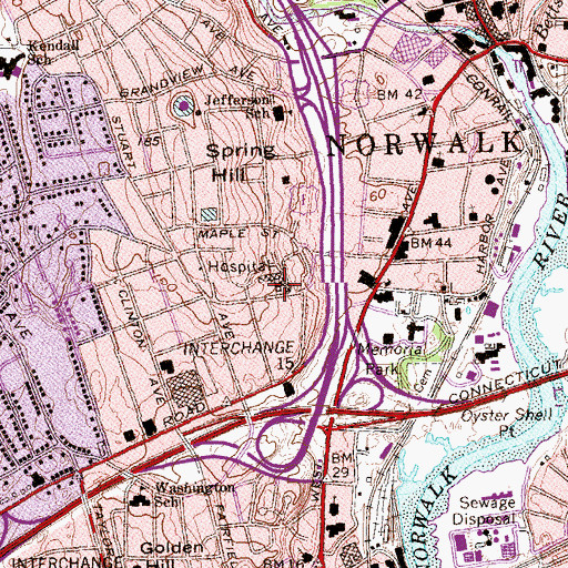 Topographic Map of Wiggans Health Sciences Library, CT