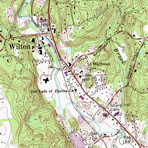 Topographic Map of Wilton Historical Society Building, CT