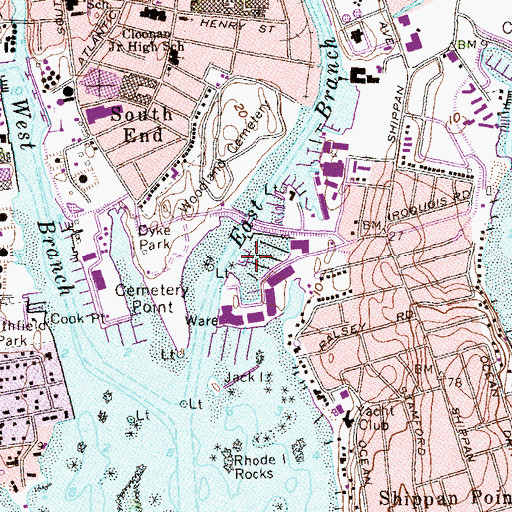 Topographic Map of Yacht Haven West, CT