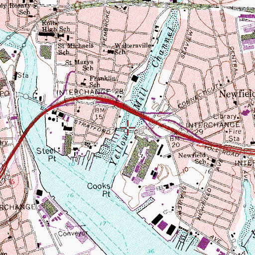 Topographic Map of Yellow Mill Bridge, CT