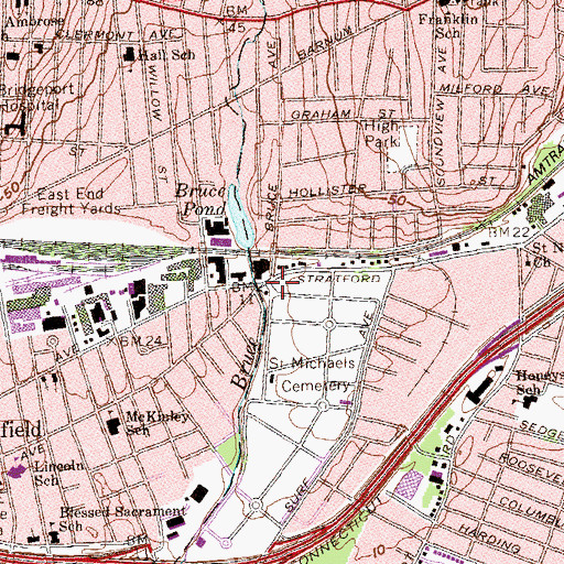 Topographic Map of YMCA Park, CT