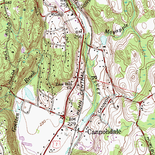 Topographic Map of Zion Hill, CT