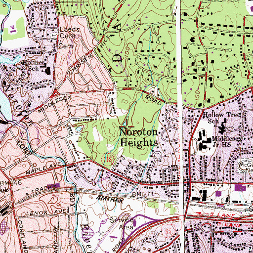 Topographic Map of Woodland Park, CT