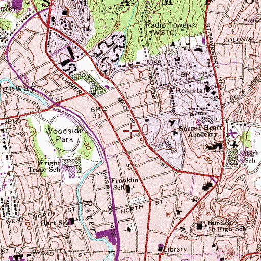 Topographic Map of Woodside African Methodist Episcopal Zion Church, CT
