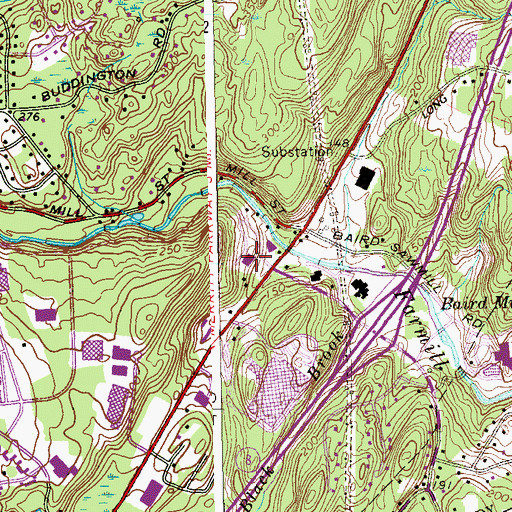 Topographic Map of Woodside Plaza Shopping Center, CT