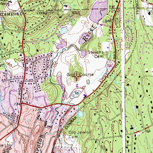 Topographic Map of Woodway Country Club, CT
