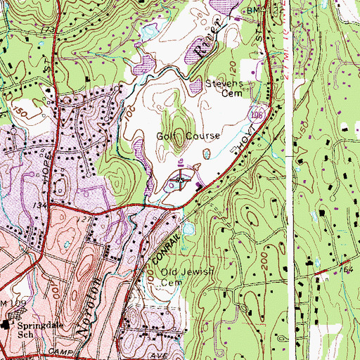 Topographic Map of Woodway Golf Club Pond, CT