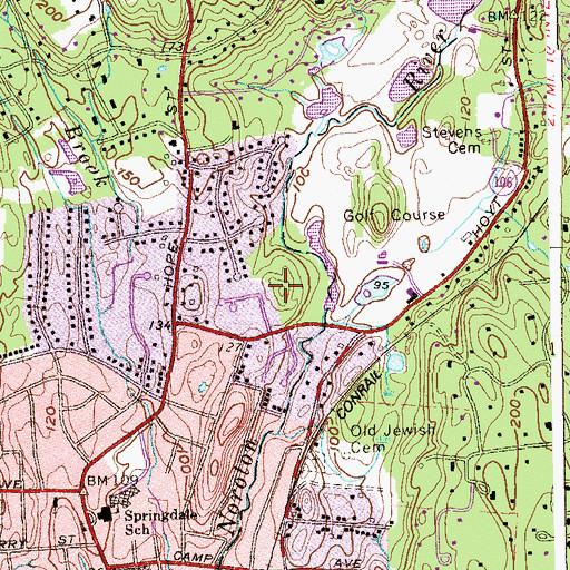 Topographic Map of Woodway Park, CT