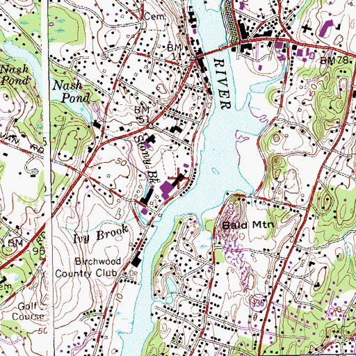 Topographic Map of Bedford Middle School, CT