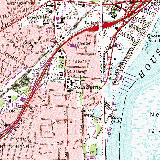 Topographic Map of Christ Episcopal Church Cemetery, CT
