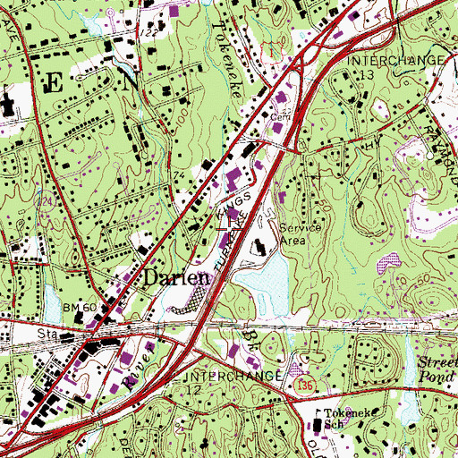 Topographic Map of Darien Shopping Center, CT