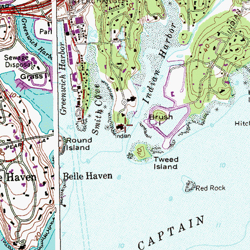 Topographic Map of Indian Harbor Yacht Club, CT