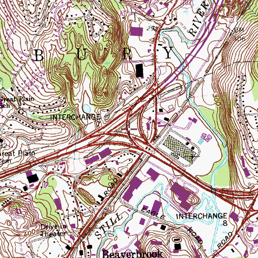Topographic Map of Interchange 7, CT