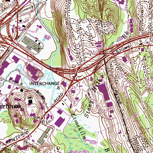 Topographic Map of Interchange 8, CT