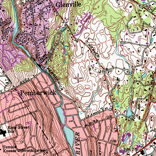 Topographic Map of Pemberwick Park, CT