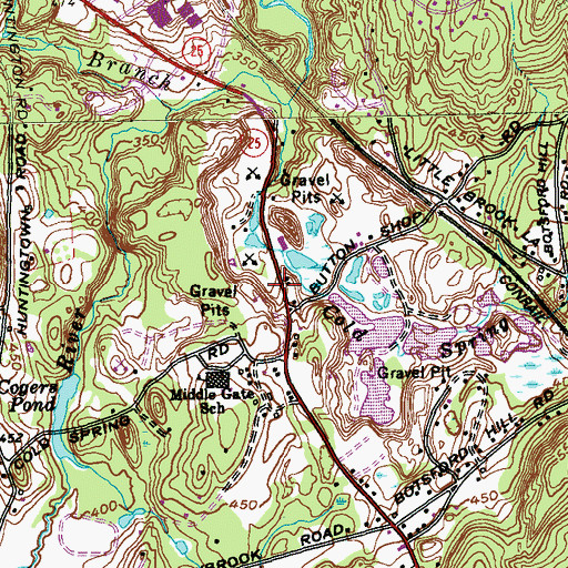 Topographic Map of Sand Hill Plaza Shopping Center, CT