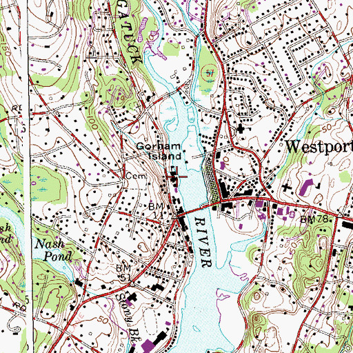 Topographic Map of The Bolton School (historical), CT