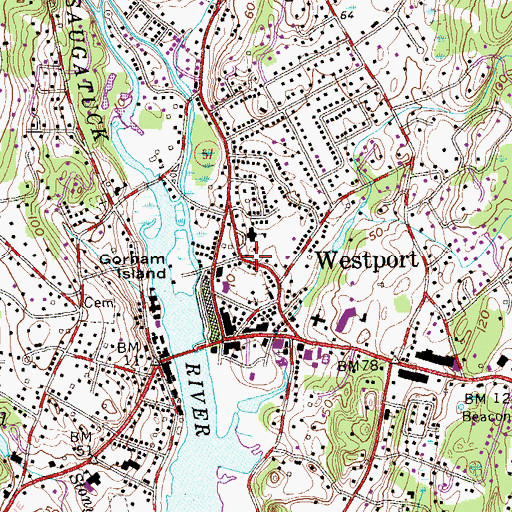 Topographic Map of Westport Town Hall, CT