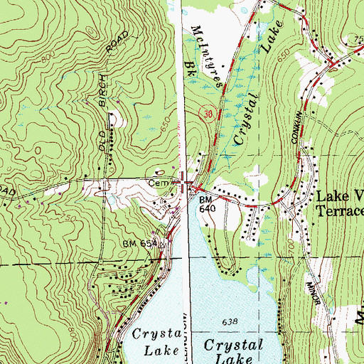 Topographic Map of Crystal Lake Cemetery, CT