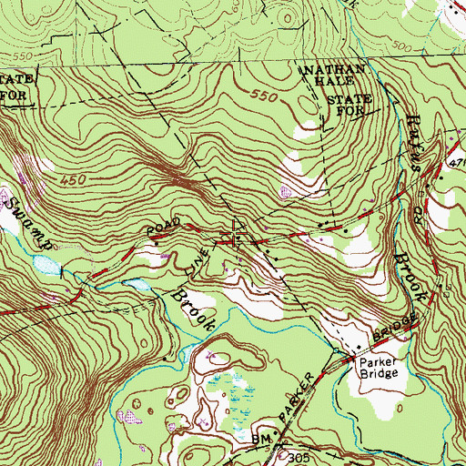 Topographic Map of Nutmeg Vineyard and Winery, CT