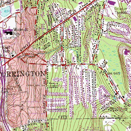 Topographic Map of Center Congregational Church, CT