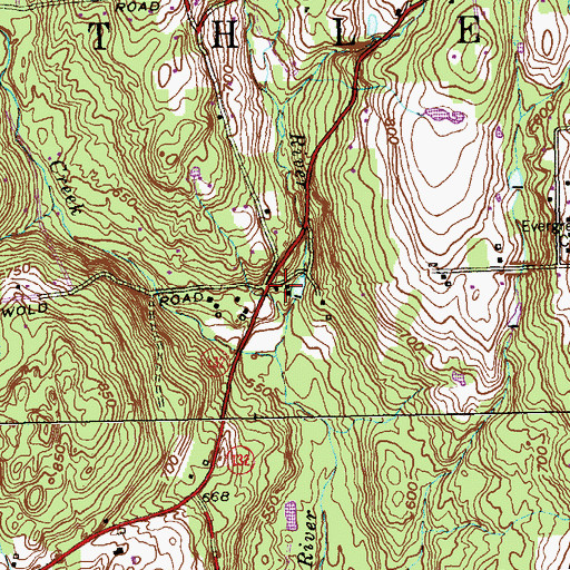 Topographic Map of Gulls Hollow, CT