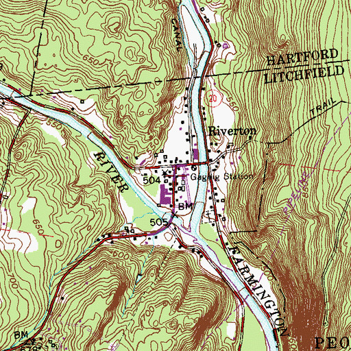 Topographic Map of Riverton Post Office, CT