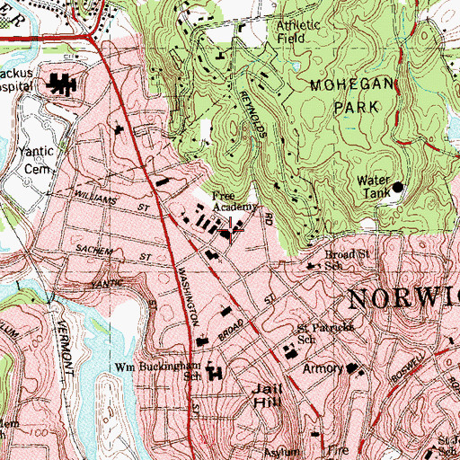 Topographic Map of Slater Museum, CT