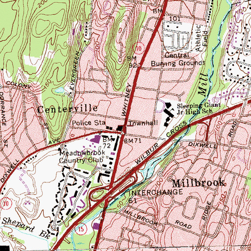 Topographic Map of Miller Memorial Library, CT