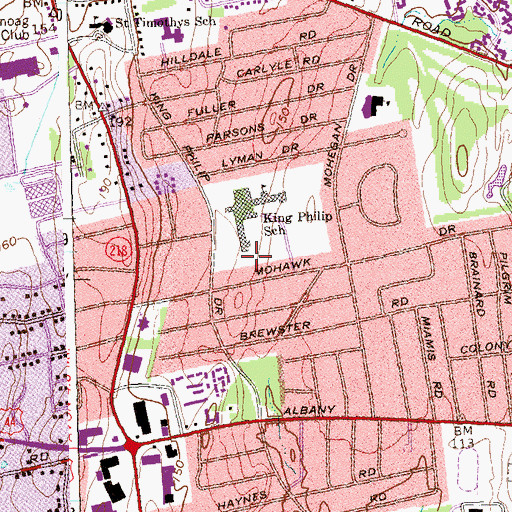 Topographic Map of Aiken School, CT