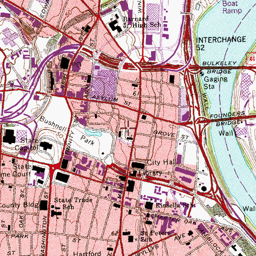 Topographic Map of Ancient Burying Ground, CT