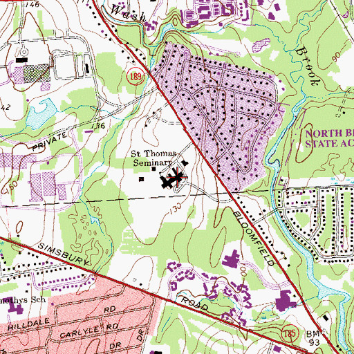 Topographic Map of Archbishop Henry O'Brien Library, CT